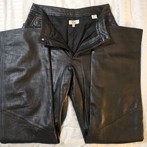 VS2 Black Leather Straight Leg Pants